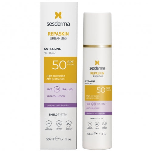 SESDERMA REPASKIN URBAN 365 JAUNINANTIS VEIDO KREMAS NUO SAULĖS SPF50, 50ml